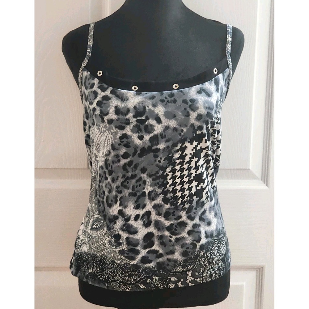 Joseph Ribkoff Animal Print  Tank with Grommets and Sphagetti Straps SIze  Large